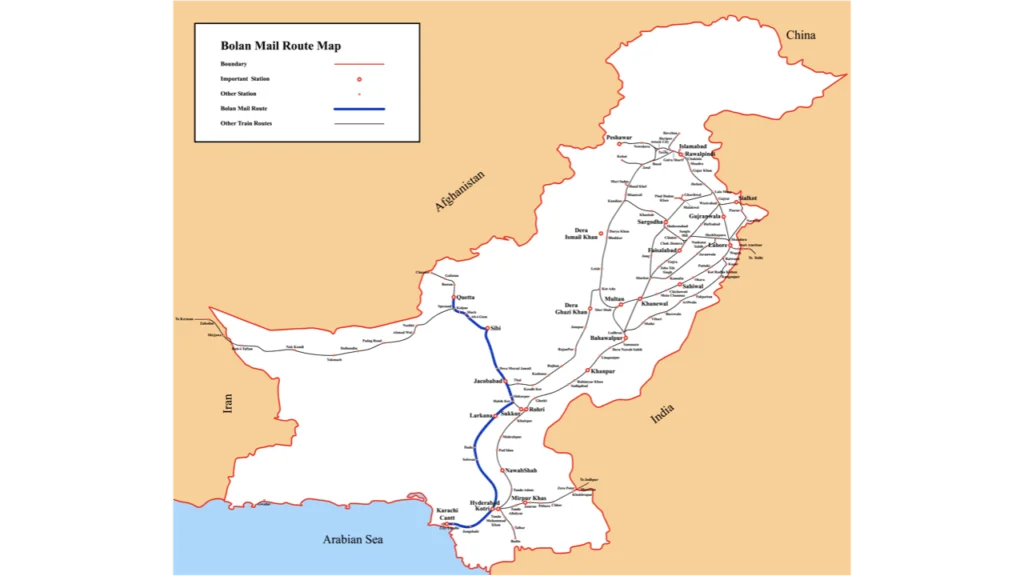 Bolan Mail Route Map