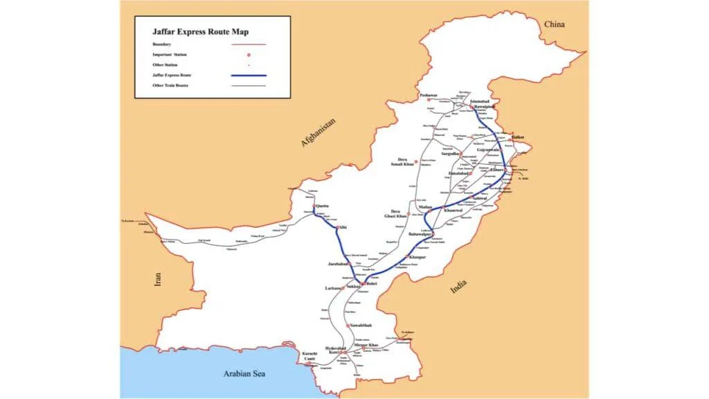 Jaffar Express Route Map